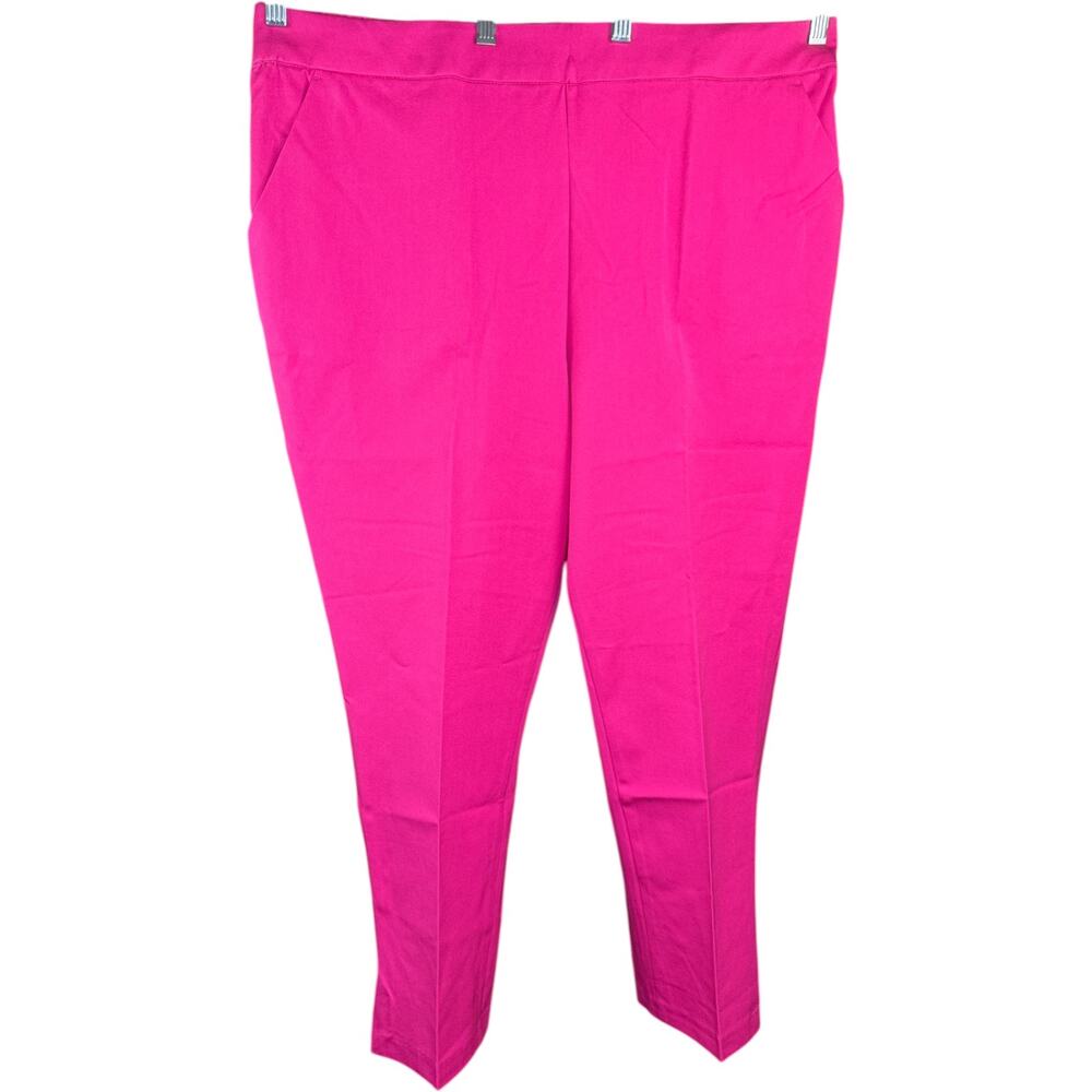 Isaac Mizrahi Live 20W Pink‎ Ankle Pants Pull-On Cotton Blend Slim Leg A634634